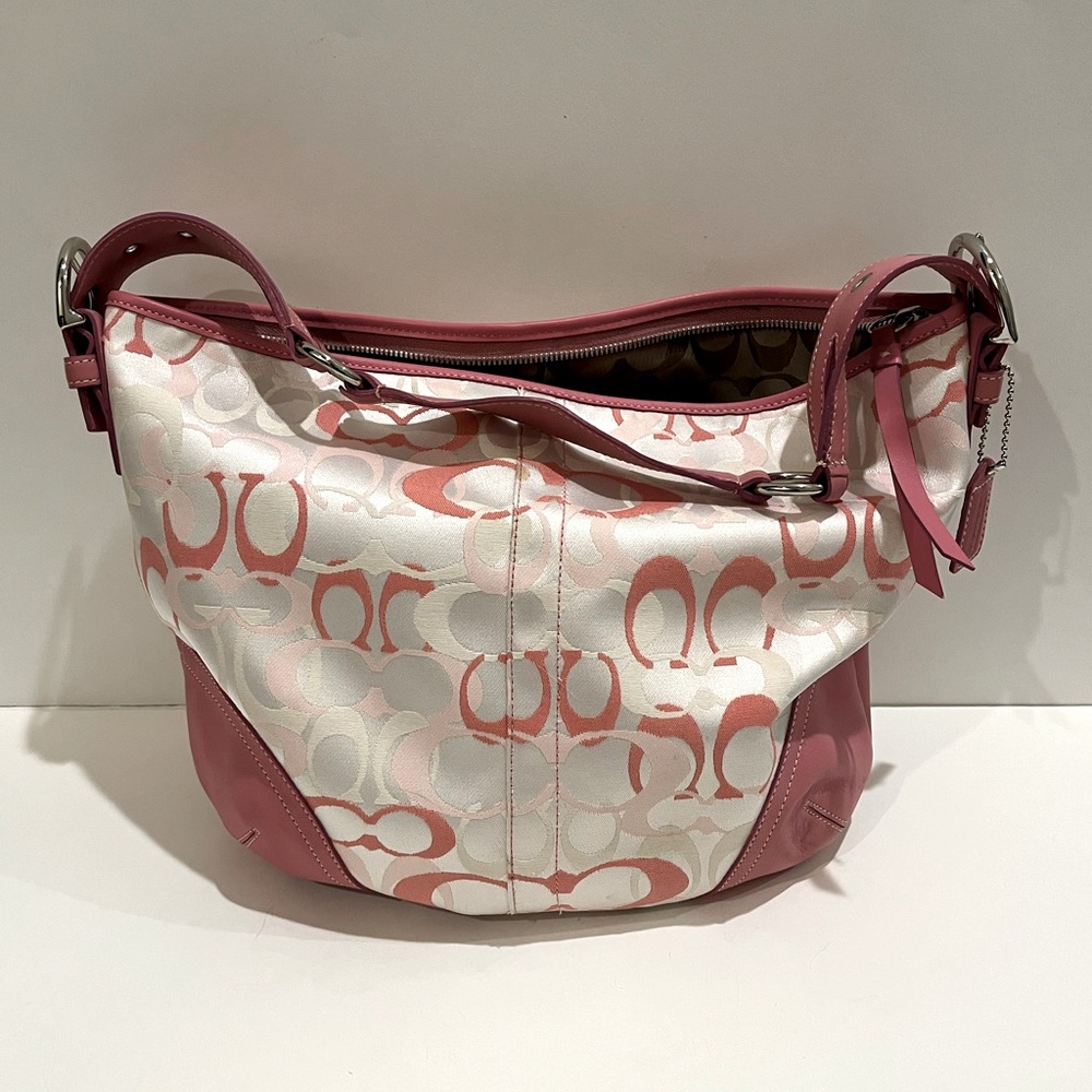 COACH Vintage Pink and White Hobo Bag